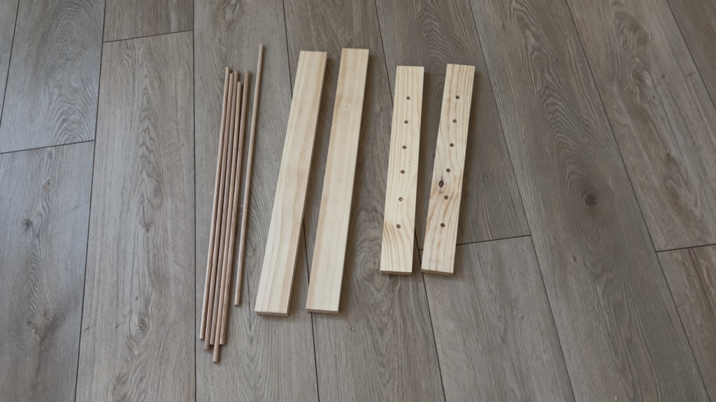 materials for a DIY drying rack for clothes